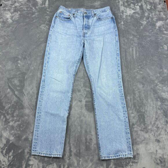 Levi’s 501 Jeans Women’s Size 28x30 Blue Denim Red Tab Button Fly Premium - Picture 1 of 15